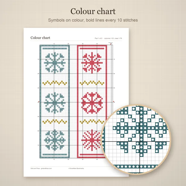 4 Snowflake Bookmarks: colour chart
