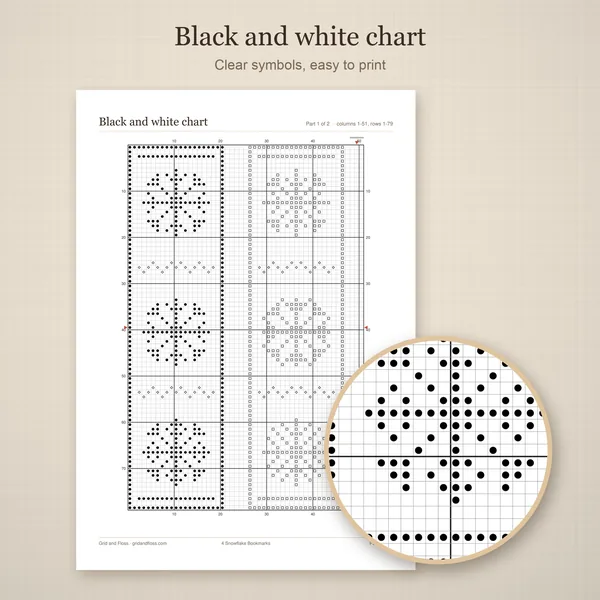 4 Snowflake Bookmarks: bw chart