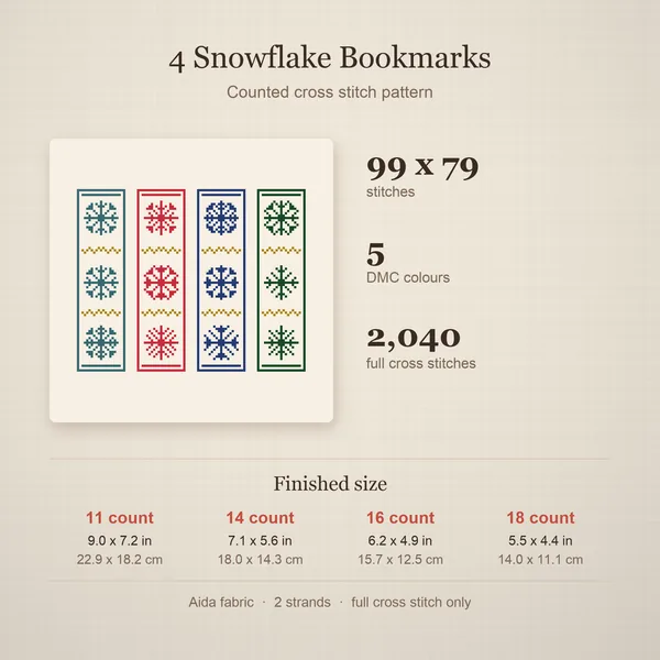 4 Snowflake Bookmarks: details