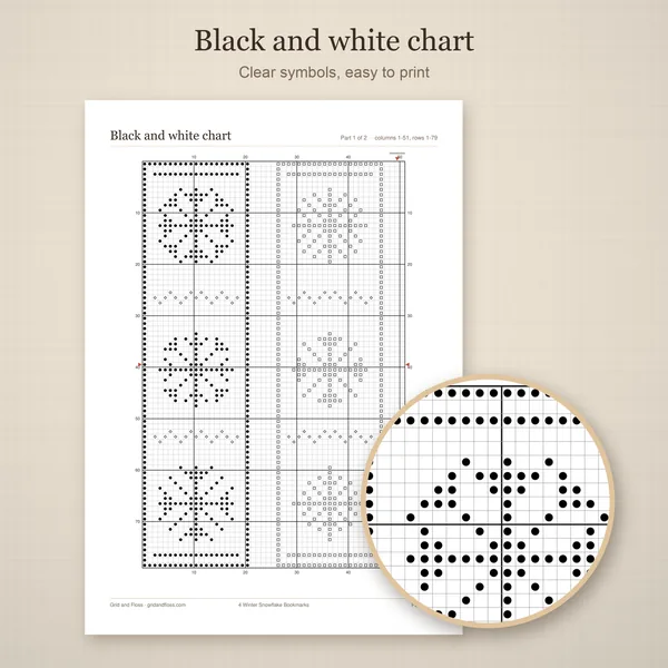 4 Winter Snowflake Bookmarks: bw chart