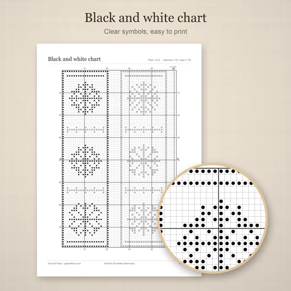 4 Nordic Snowflake Bookmarks: bw chart