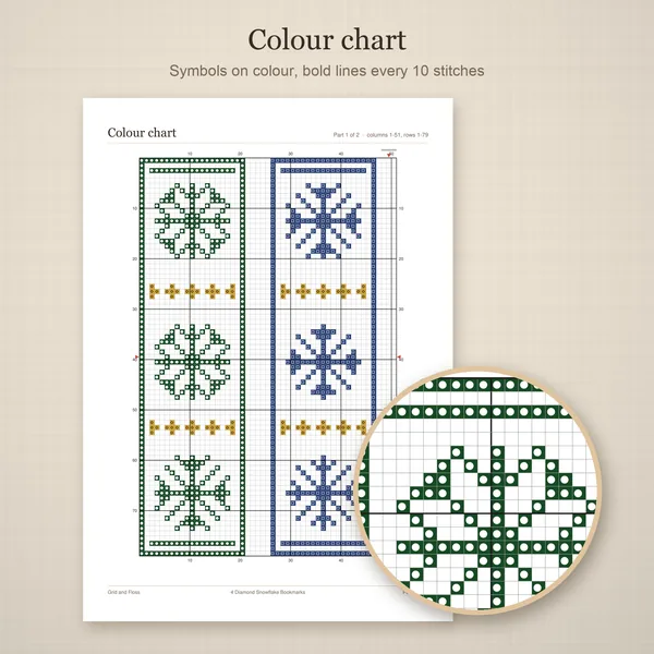 4 Diamond Snowflake Bookmarks: colour chart
