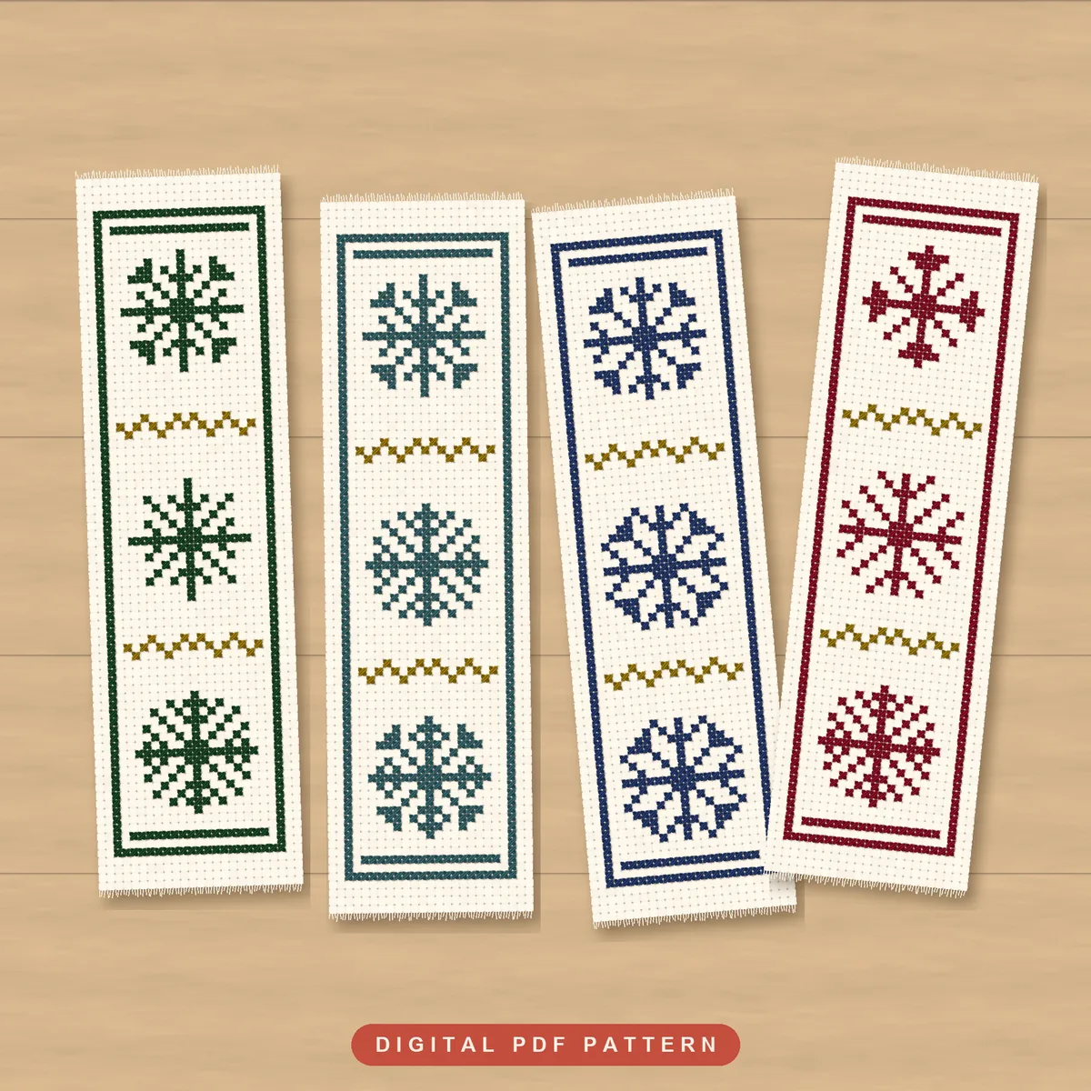4 Zigzag Snowflake Bookmarks: bookmarks