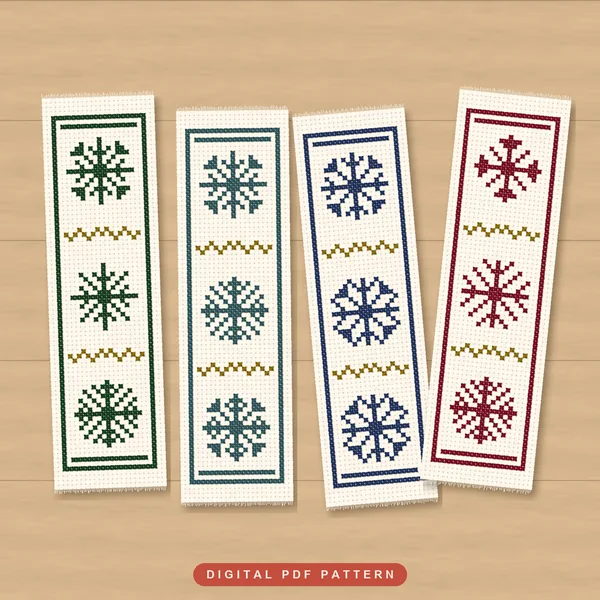 4 Zigzag Snowflake Bookmarks: bookmarks