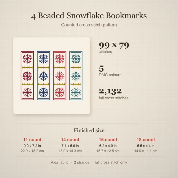 4 Beaded Snowflake Bookmarks: details