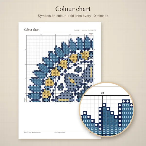 Winter Night Mandala: colour chart
