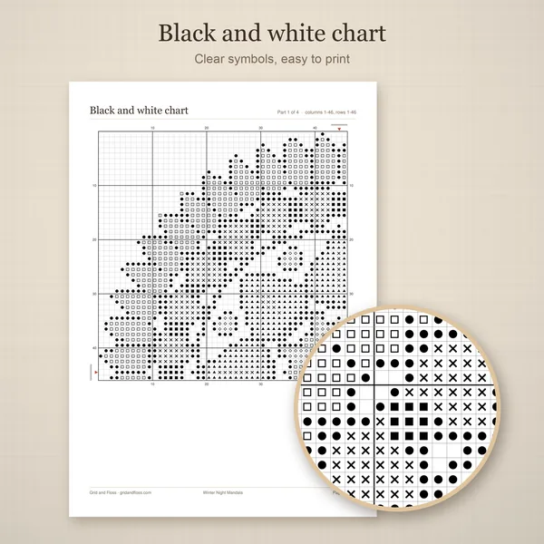 Winter Night Mandala: bw chart