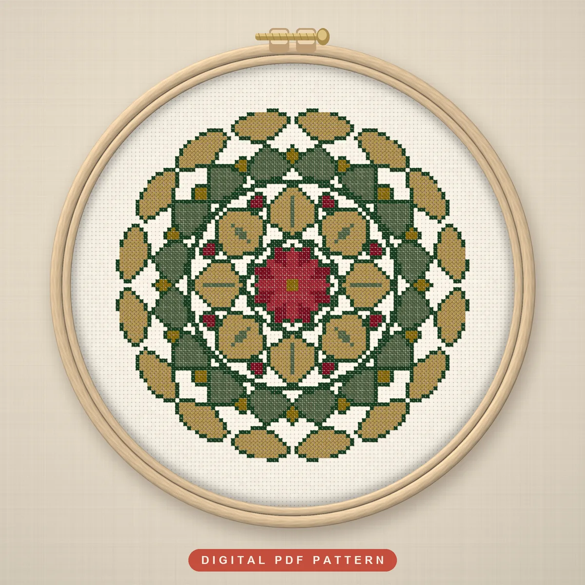 Christmas Folk Compass Mandala: hoop