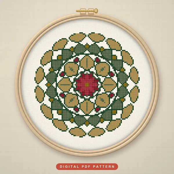 Christmas Folk Compass Mandala: hoop