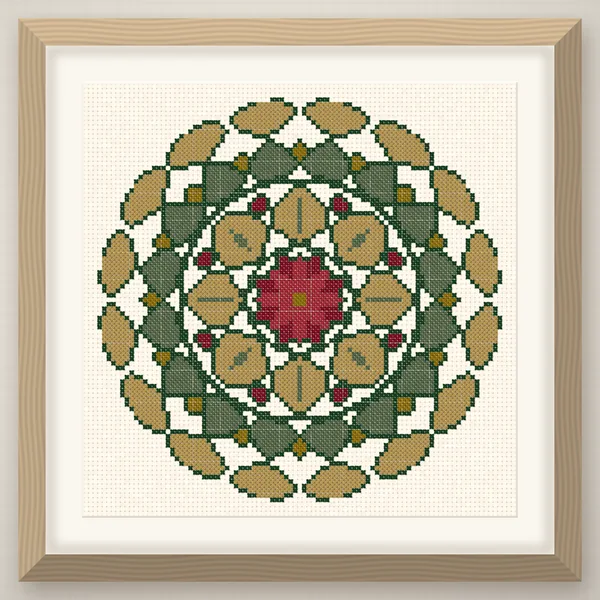 Christmas Folk Compass Mandala: framed