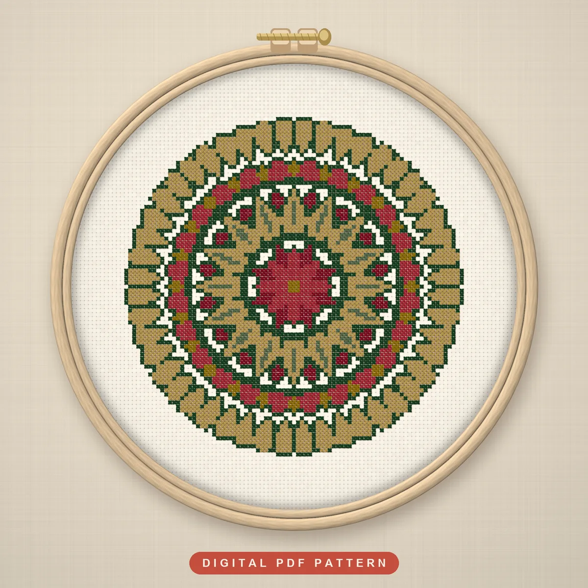 Christmas Folk Star Medallion: hoop