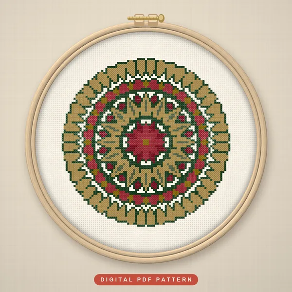 Christmas Folk Star Medallion: hoop
