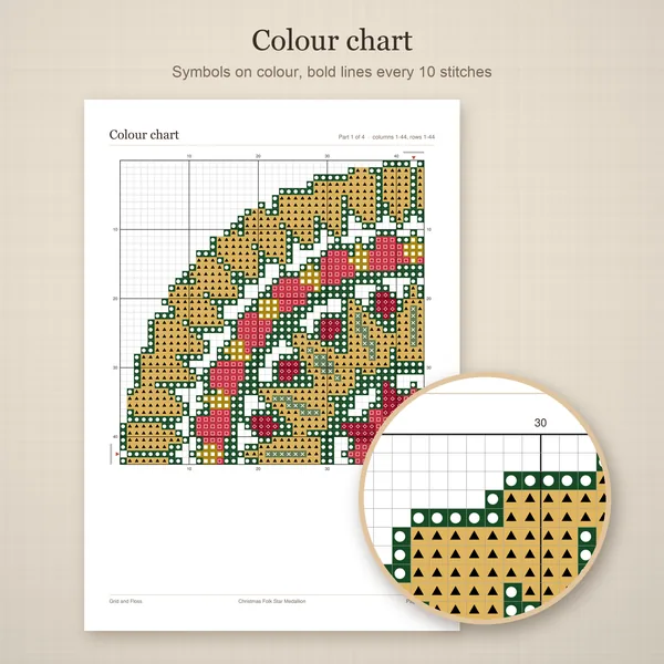 Christmas Folk Star Medallion: colour chart