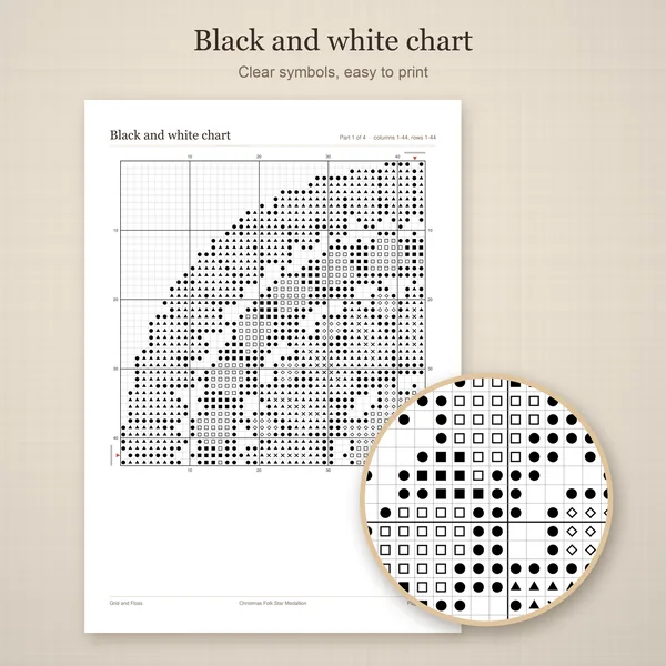 Christmas Folk Star Medallion: bw chart