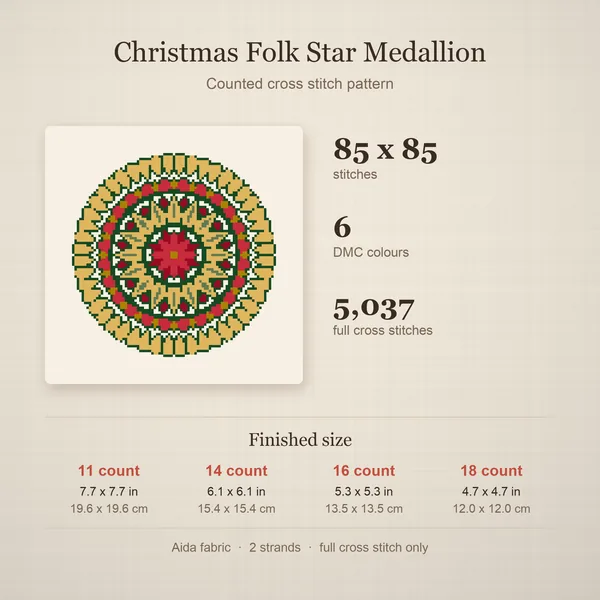 Christmas Folk Star Medallion: details