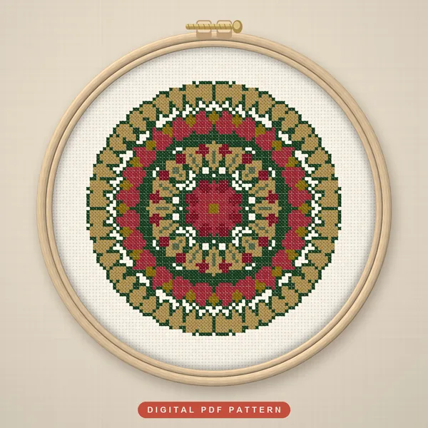 Christmas Folk Kaleidoscope Mandala: hoop