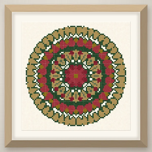 Christmas Folk Kaleidoscope Mandala: framed