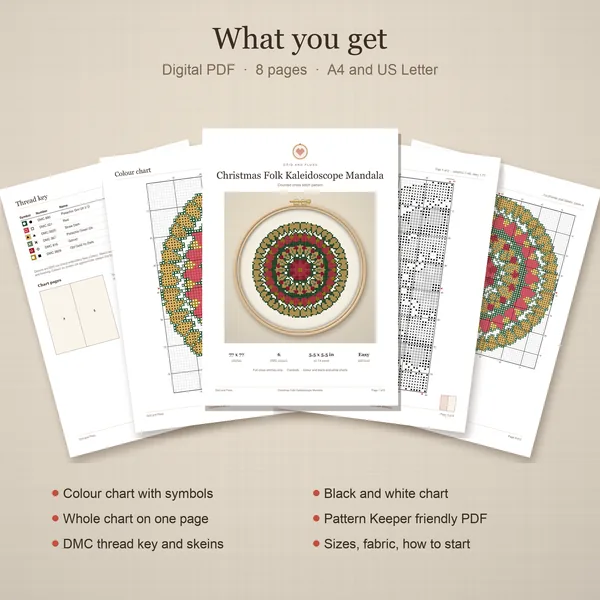 Christmas Folk Kaleidoscope Mandala: whats included