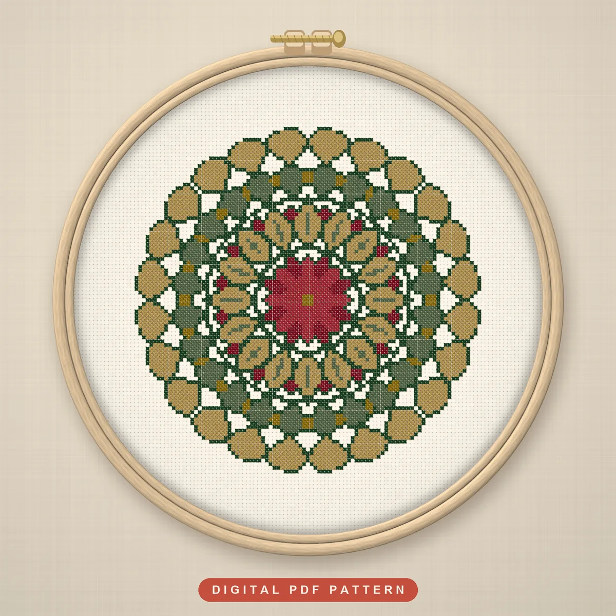 Christmas Folk Tile Mandala: hoop