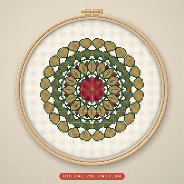 Christmas Folk Tile Mandala: hoop