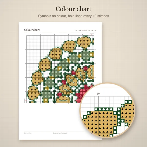 Christmas Folk Tile Mandala: colour chart