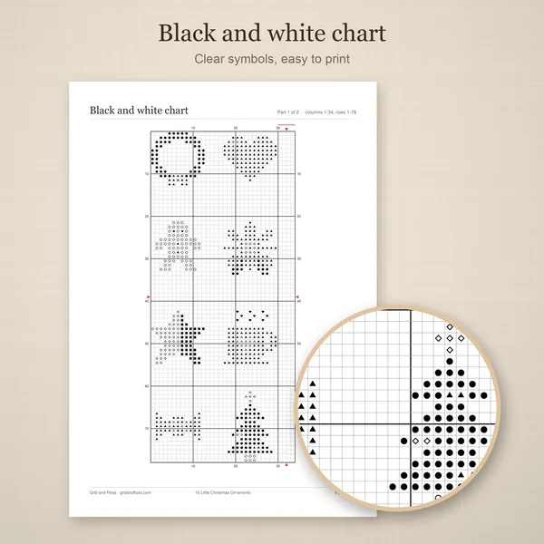 16 Little Christmas Ornaments: bw chart