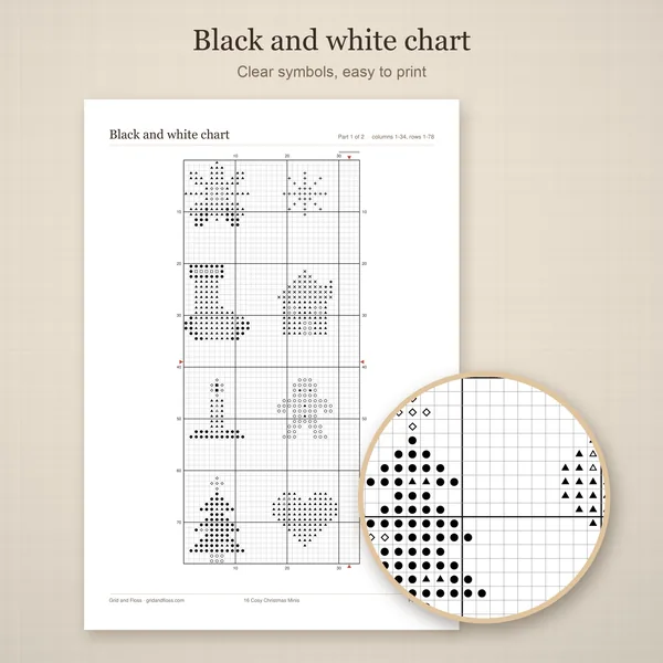 16 Cosy Christmas Minis: bw chart