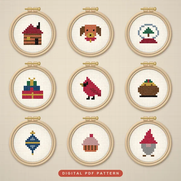 16 Christmas Minis with Gnome and Hedgehog: hoops