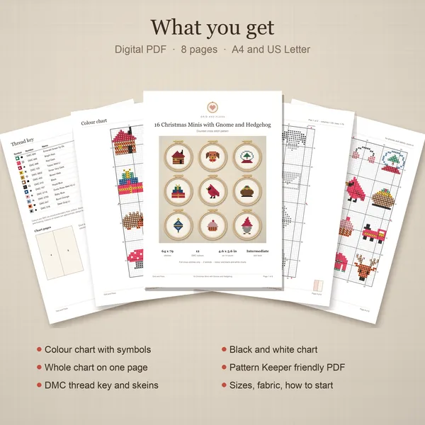 16 Christmas Minis with Gnome and Hedgehog: whats included