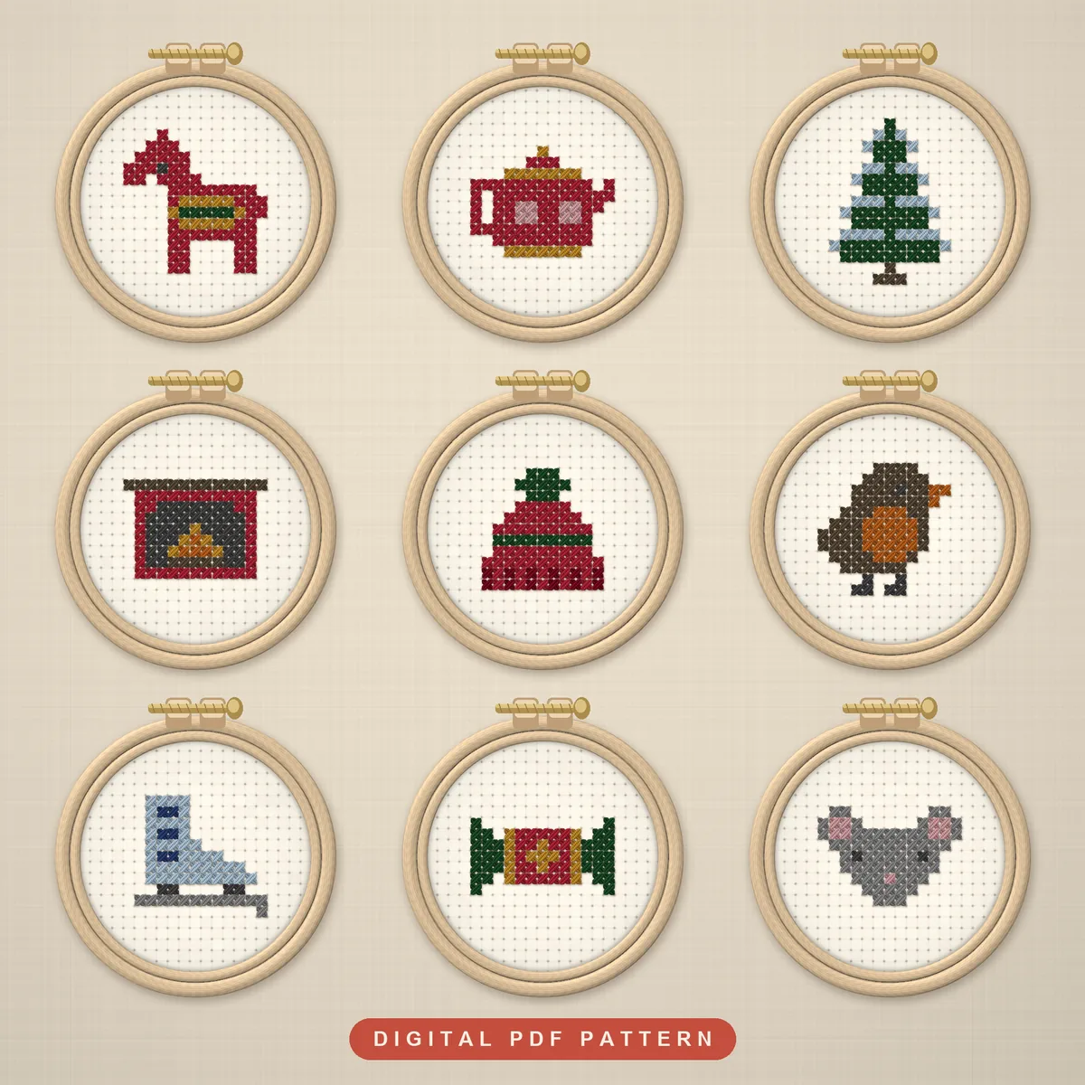 16 Christmas Minis with Robin and Mouse: hoops
