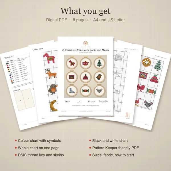 16 Christmas Minis with Robin and Mouse: whats included