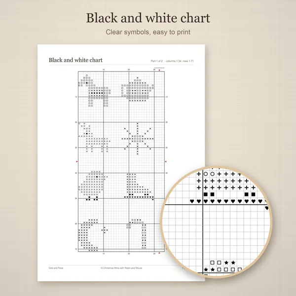 16 Christmas Minis with Robin and Mouse: bw chart