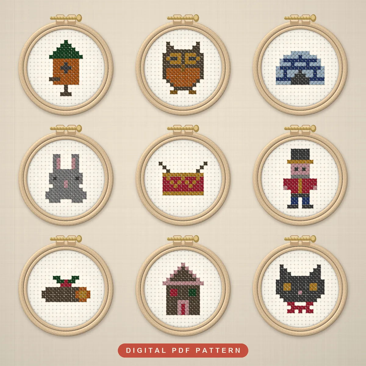 16 Christmas Minis with Fox and Owl: hoops