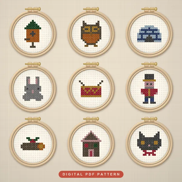 16 Christmas Minis with Fox and Owl: hoops