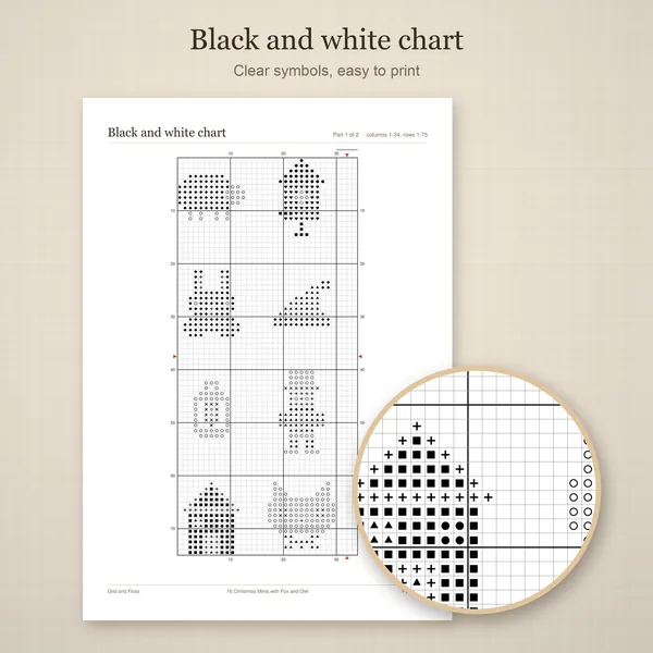 16 Christmas Minis with Fox and Owl: bw chart