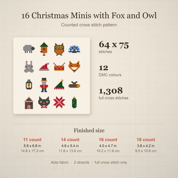 16 Christmas Minis with Fox and Owl: details