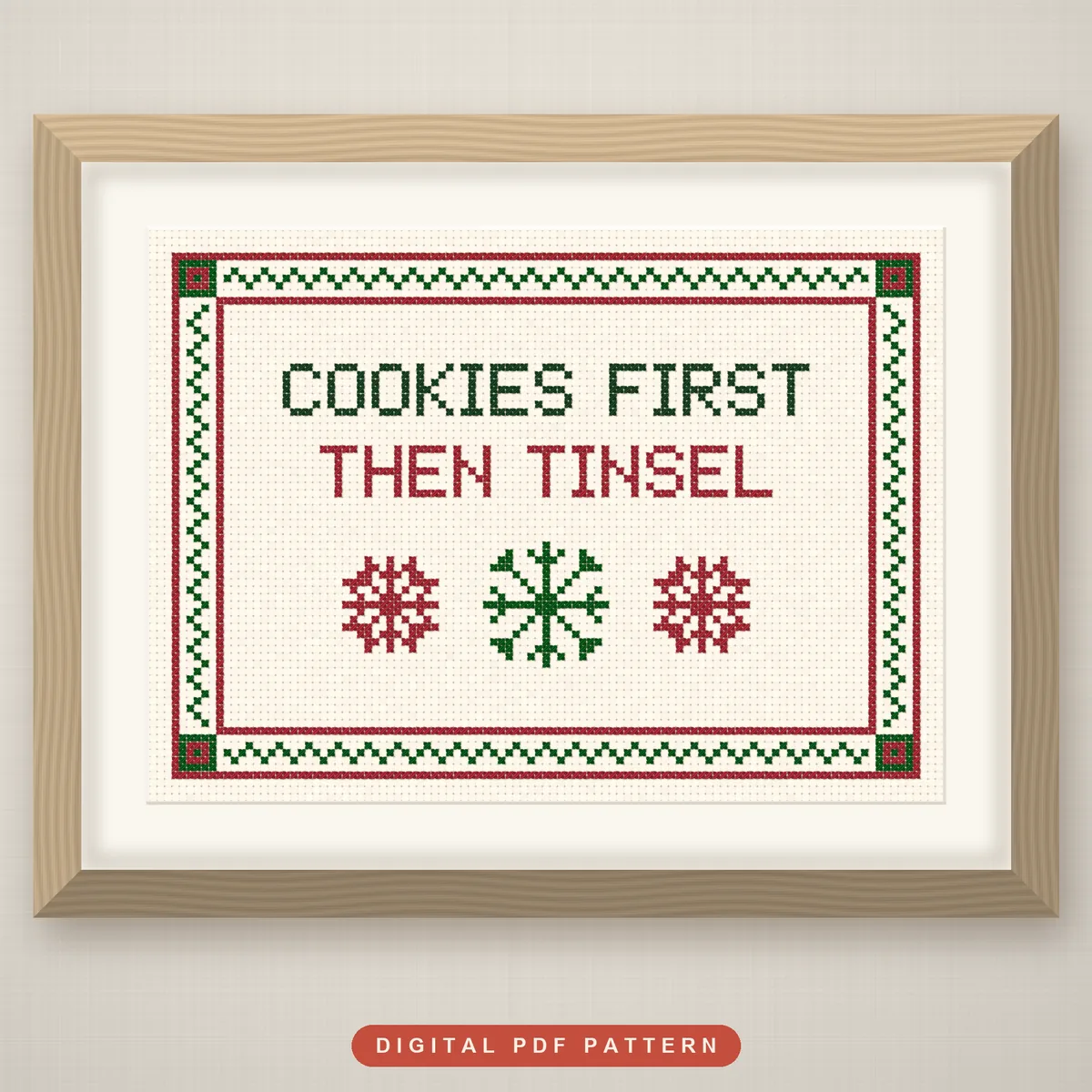 Cookies First Then Tinsel Sampler: framed