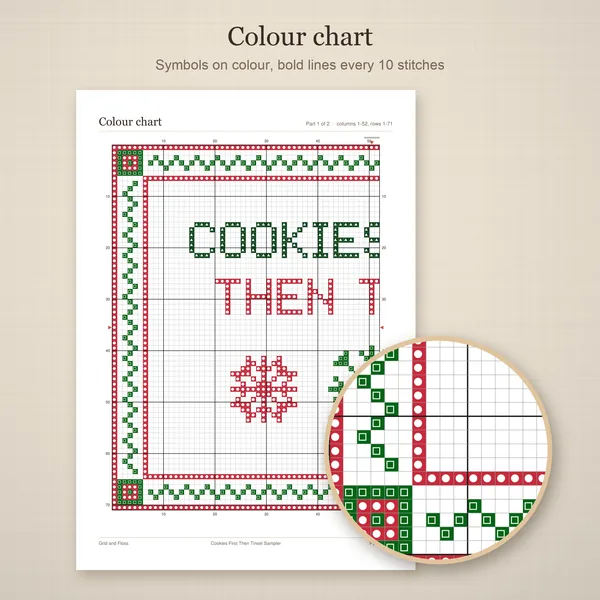 Cookies First Then Tinsel Sampler: colour chart