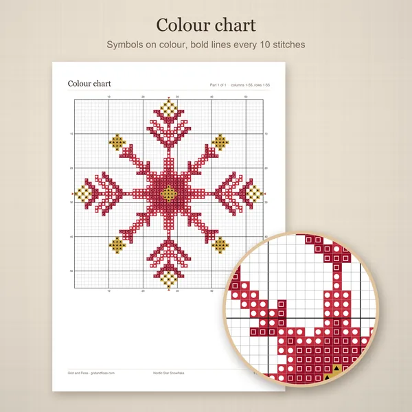 Nordic Star Snowflake: colour chart