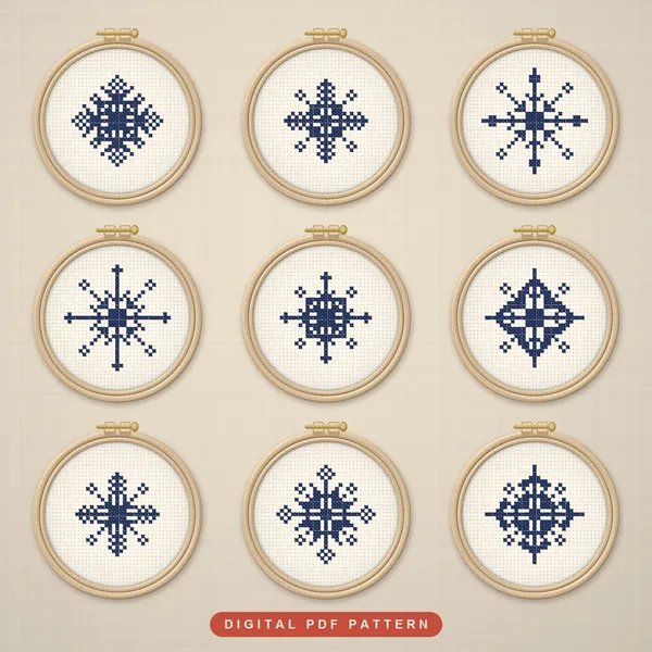 9 Navy Snowflakes: hoops