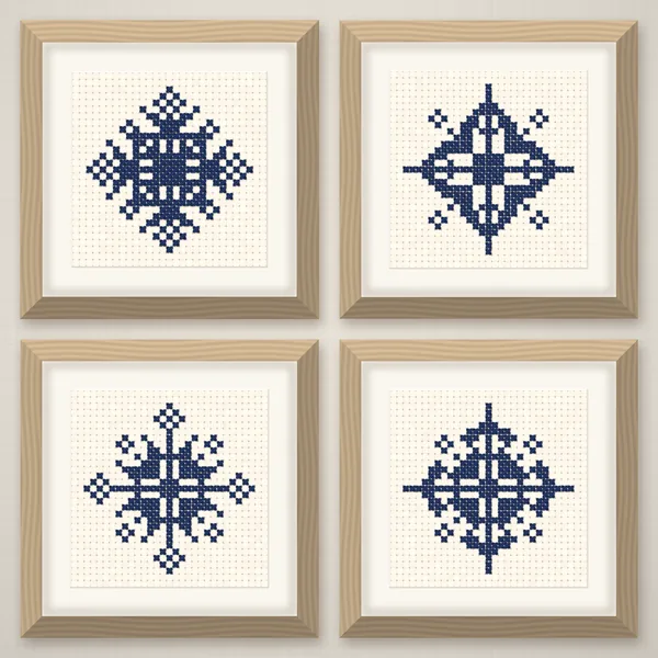9 Navy Snowflakes: frames