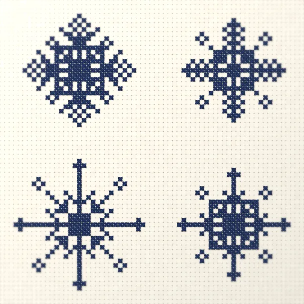9 Navy Snowflakes: detail