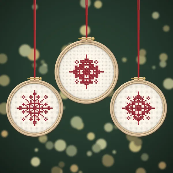 9 Nordic Red Snowflakes: ornaments