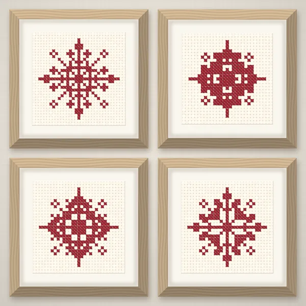 9 Nordic Red Snowflakes: frames