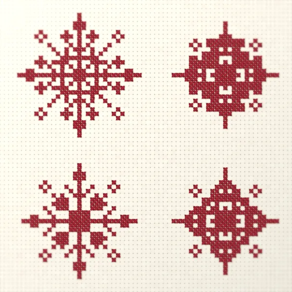 9 Nordic Red Snowflakes: detail