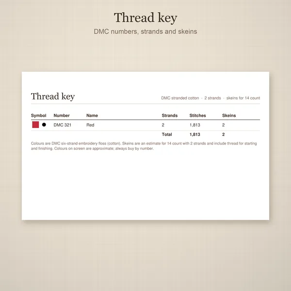 9 Nordic Red Snowflakes: thread key