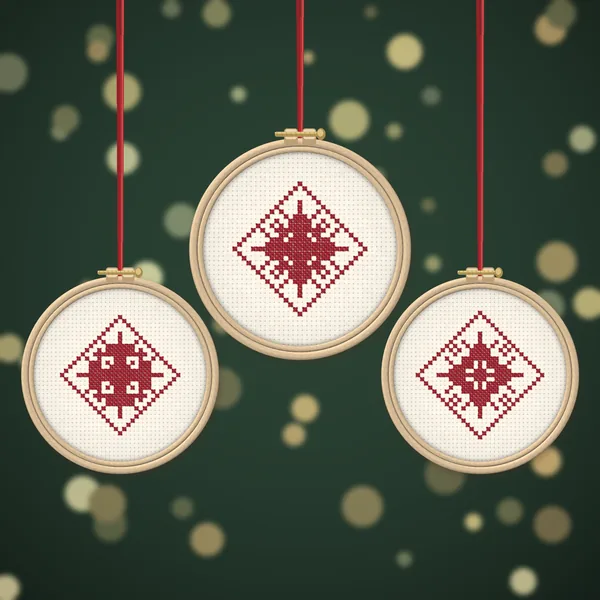 9 Lacy Nordic Red Snowflakes in Diamonds: ornaments